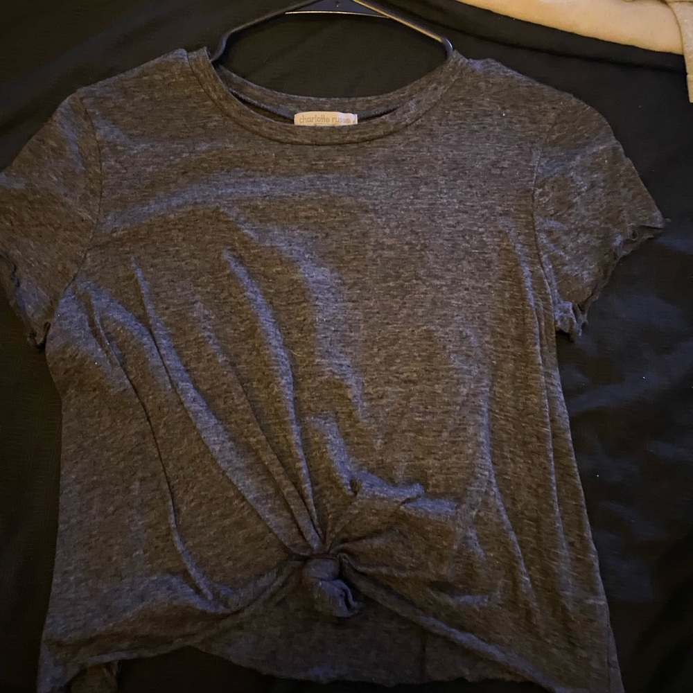 Charlotte Russe cropped blouse dark gray